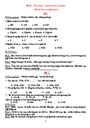 Đề thi chọn học sinh giỏi môn Toán Lớp 3
